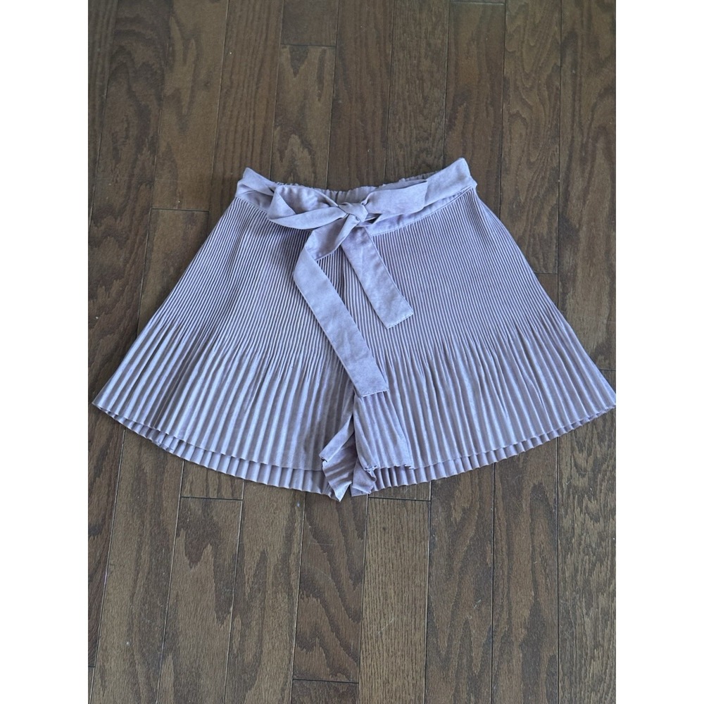 Zara Pleated Skort Wrap Tie Front Dusty Rose Pink Suede Feel Size S Soft Girl - Picture 4 of 7